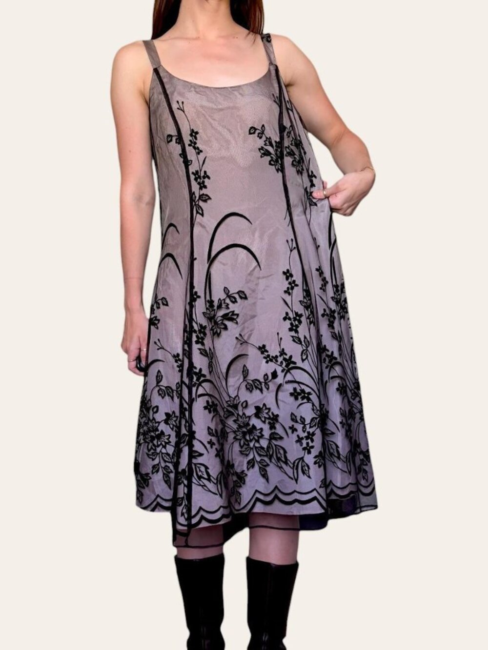 Dressbarn 2000s/2010s blush/black mesh dark fairy semi-formal dress Medium - Picture 6 of 8